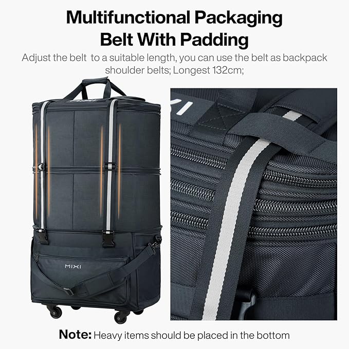 mixi Travel Bag with Wheels Expandable Foldable Luggage Bag Collapsible Rolling - Image 3