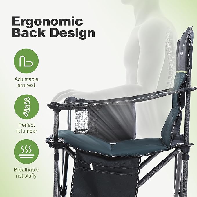 LET'S CAMP Oversized Folding Camping Chair Portable Outdoor Heavy Duty Padded - Image 8