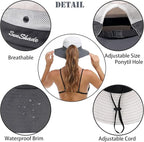 Womens Summer Sun Hat Beach Hat Wide Brim Outdoor UV Protection Hat Foldable - Image 3