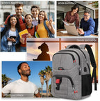 Grey Backpack for Men Women, School Backpack for Boys Girls Teens, Backpacks - Image 6