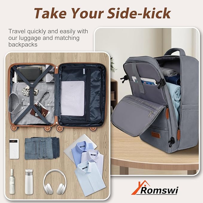 Romswi Luggage Sets 2 Piece, Expandable Carry On Luggage 20In - Image 5