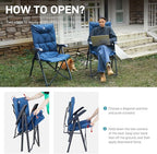 EVER ADVANCED Folding Padded Camping Chair 4 Positon Adjustable Recliner - Image 9