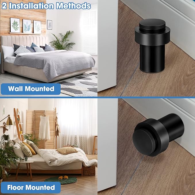 Chumia 6 Pcs Door Stopper Mounted Floor Stops Stainless Steel Cylindrical - Image 4