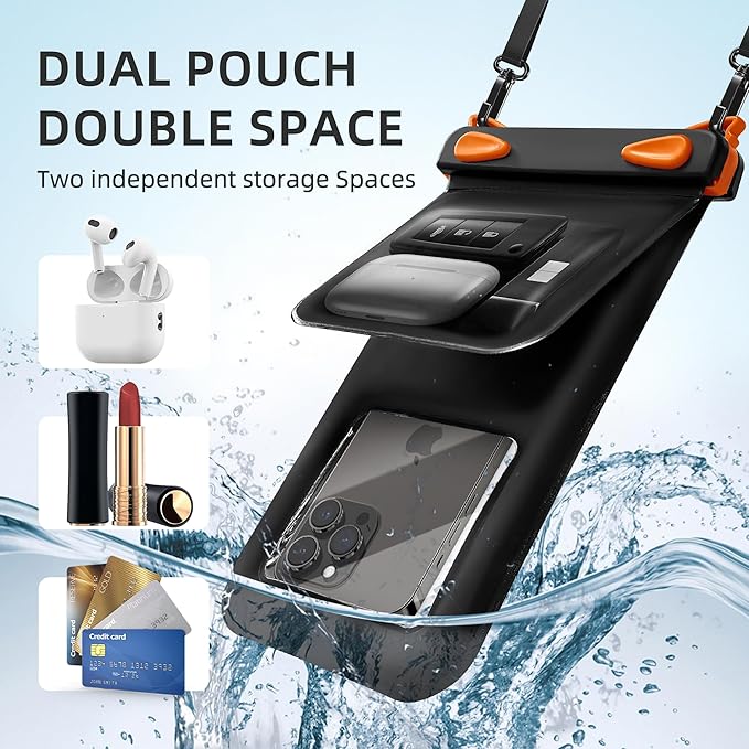 Waterproof Phone Pouch Double Pocket, Floating IPX8 8.5 inch Waterproof Phone - Image 2