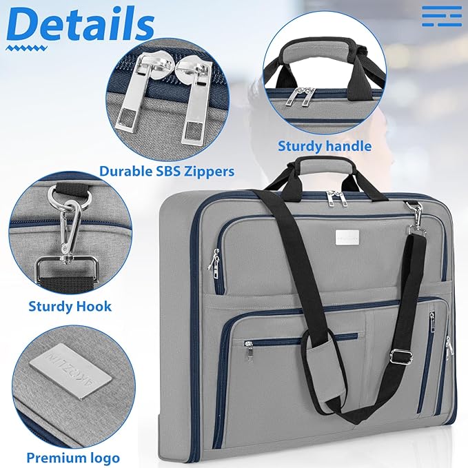 AKOZLIN Travel Luggage Garment Bag Foldable Hanging Suit Bag - Image 4