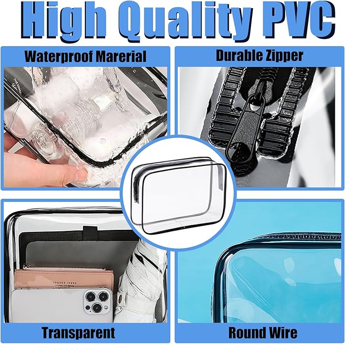 3 Pack Clear Cosmetic Bag, Waterproof Toiletry Bag - Image 4