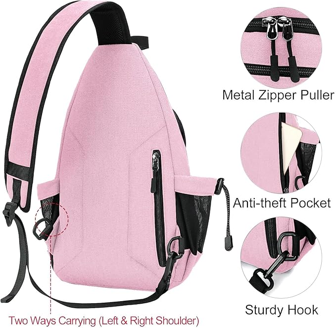 MOSISO Sling Backpack, Canvas Crossbody Hiking Daypack Bag - Image 3