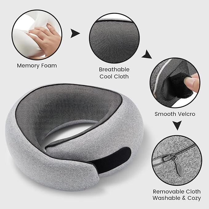 Travel Neck Pillows, 100% Memory Foam Filling, Travel Pillows - Image 4