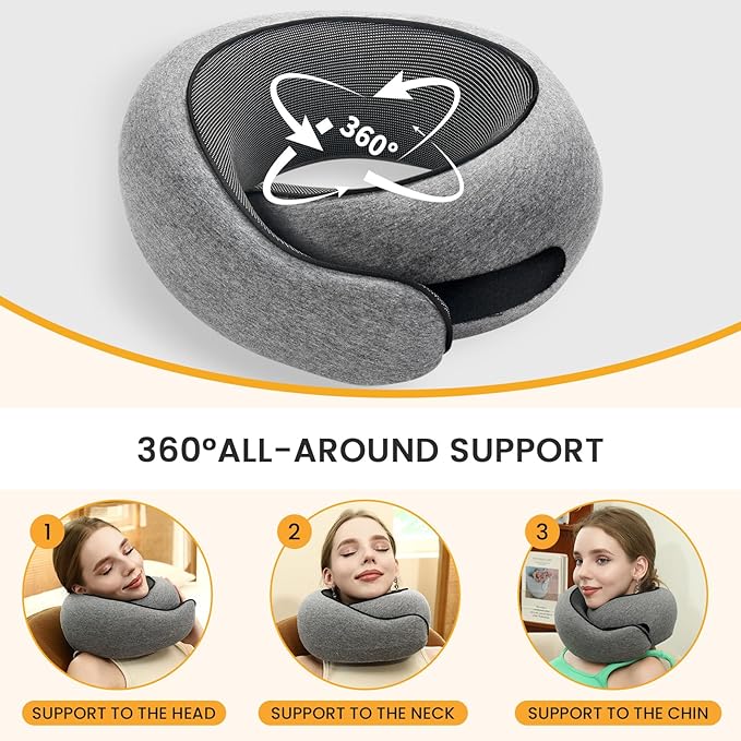 Neck Pillow, Travel Pillow uses Memory Foam to Support Neck Comfort, Ideal - Image 2