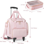 Rolling Makeup Case with 4 Removable Bags, Professional Makeup Train Case with Wheels, Makeup Artist Travel Bag with Brushes Storage Section, Pink (Patent Design)