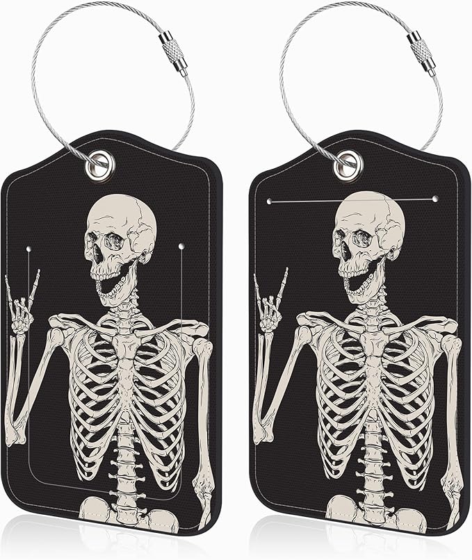 2 Pcs Rock and Roll Skull Luggage Tags by Unknown