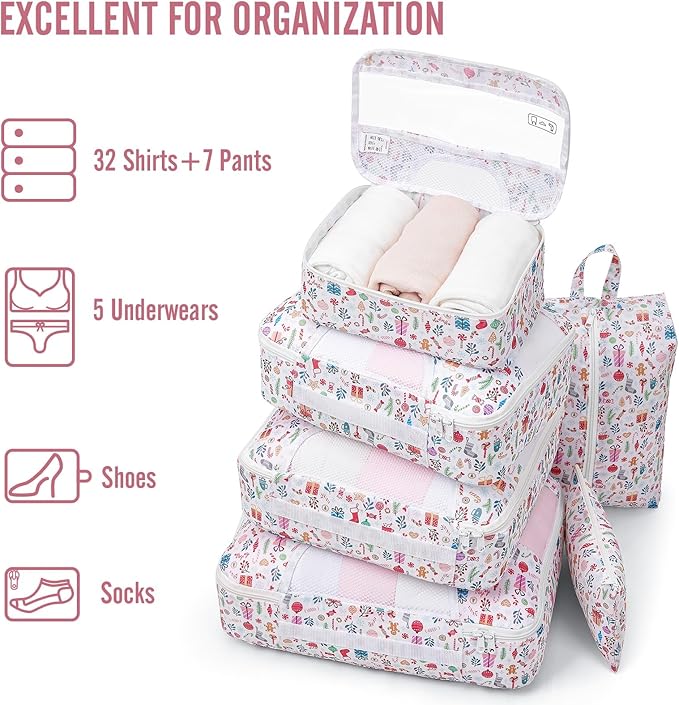 Veken 8 Set Packing Cubes for Travel Kids, Beach Vacation Essentials - Image 5