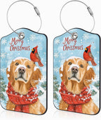 Set of 2 Christmas Dog and Red Cardinal Luggage Tags by Unknown