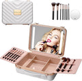 Mocado Travel Makeup Case with Lighted Mirror, 8 Makeup Brushes & 10x by Mocado