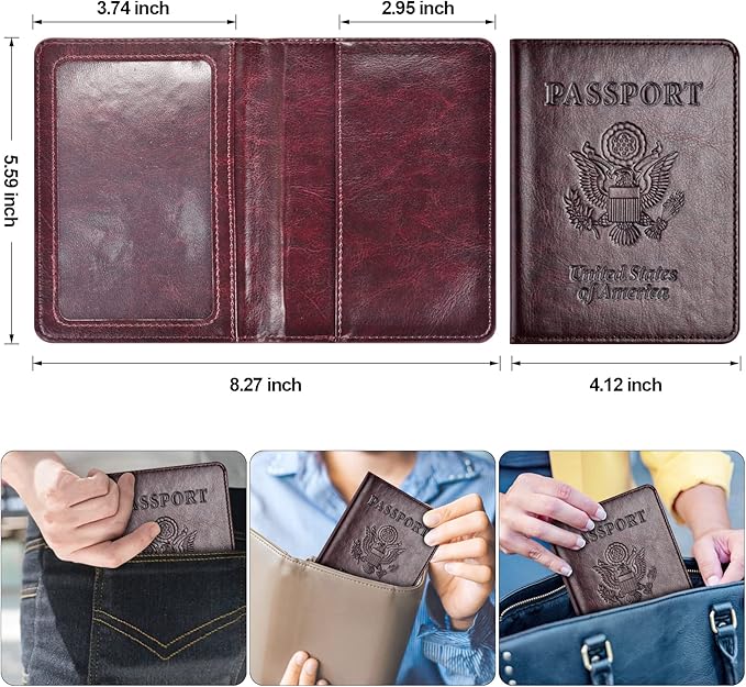 Passport Holder with Vaccine Card Slot Combo, Passport Wallet/ Cover/ Case - Image 3