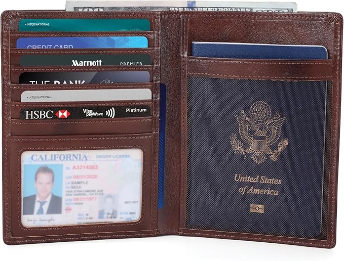 Polare Luxury RFID Blocking Leather Passport Holder Travel Wallet - Image 4