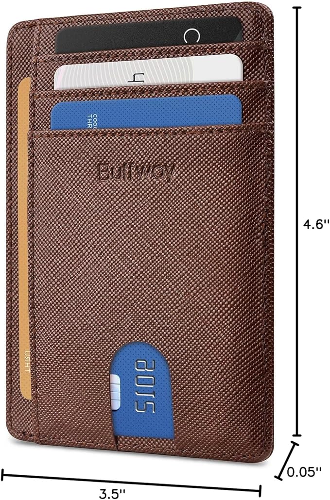 Buffway Slim Minimalist Front Pocket RFID Blocking Leather Wallets - Image 8