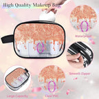 Custom Name Makeup Bag Travel Bag, Clear Toiletry Bag Travel Large Capacity Cosmetic Container Organizer for Shampoo, Glittering Orange Curtain Bling