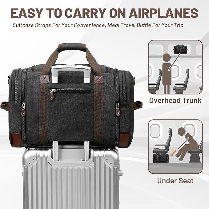 Travel Duffle Bag for Men, Heavy Duty Canvas Duffle Bag, Carryon Bags for - Image 6