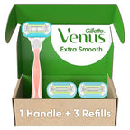 Gillette Venus Extra Smooth Pink Women's Razor, Pivoting Razor Head, 5 Blades by Venus