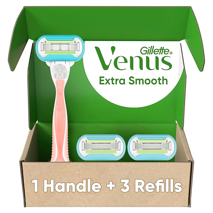 Gillette Venus Extra Smooth Pink Women's Razor, Pivoting Razor Head, 5 Blades by Venus
