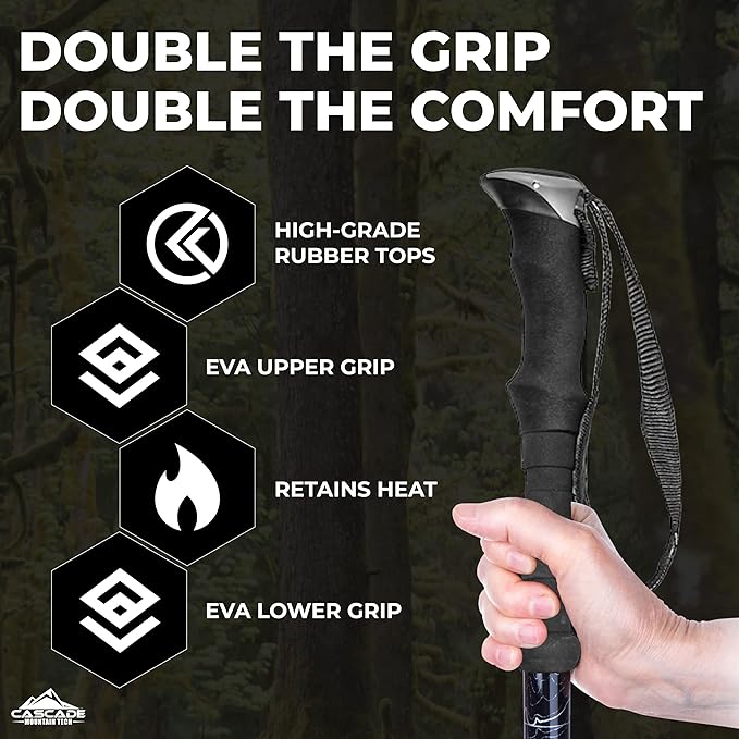 Cascade Mountain Tech Lightweight Aircraft-Grade Aluminum Trekking Poles - Image 4