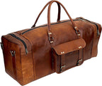 Leather 24 Inch Luggage Handmade Duffel Bag Carryall Weekender Travel Overnight - Image 3