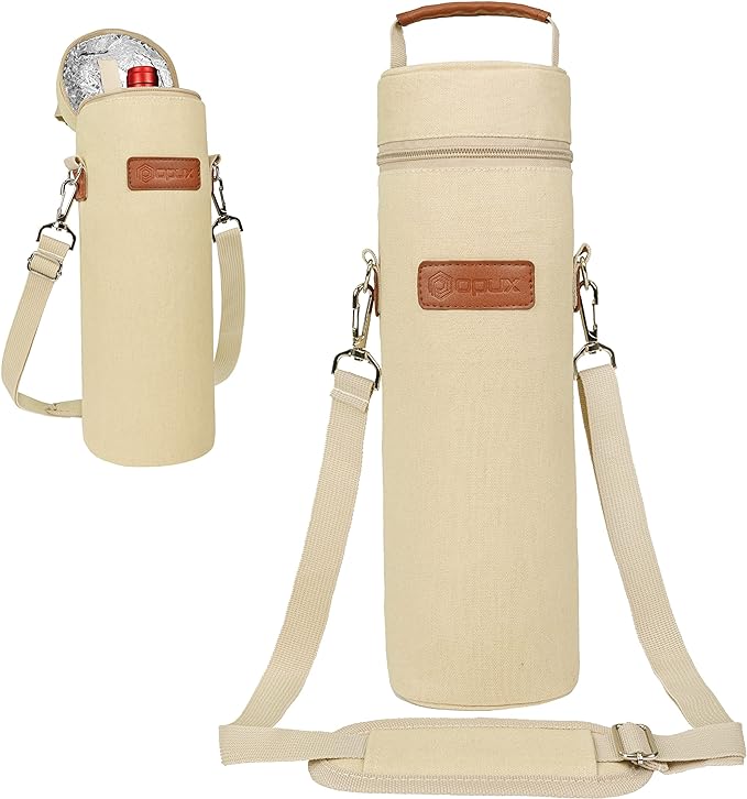 opux Wine Bag Single Bottle Carrier Tote, Insulated Wine Cooler Bag by OPUX