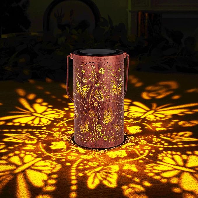 Homemory Butterfly Solar Lanterns Lights Outdoor Waterproof, Hollowed-Out Metal by Homemory