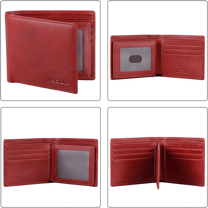 VISOUL Leather Mens Bifold RFID Blocking Wallet - Image 2