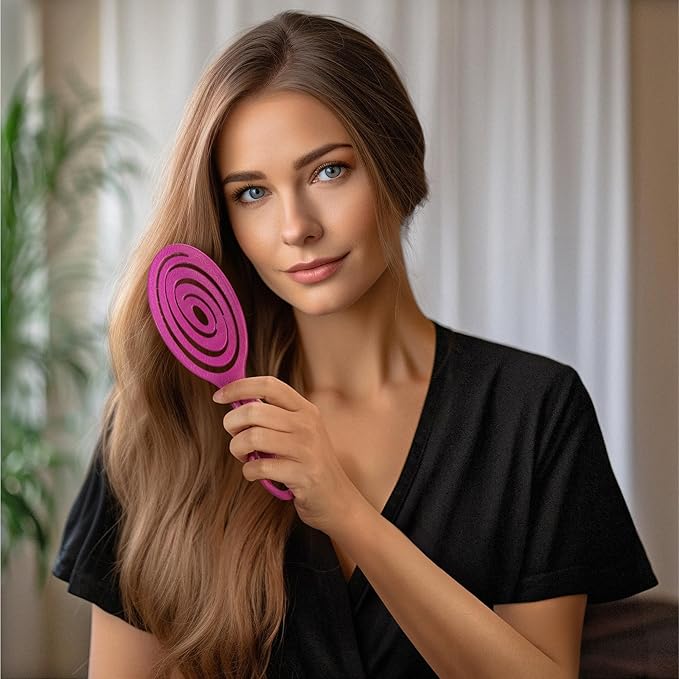 Ninabella Mini Spiral Brush - Hair Brush Detangler for Women - Pro Shower for Curly or Thick Hair - Detangling Vent Hairbrushes -Pink