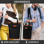 opux Two Bottle Wine Bag Carrier Tote, Insulated Leakproof 2 Bottle Wine Cooler - Image 7