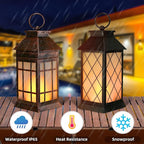 18" Solar Lanterns Outdoor Waterproof, Glass Solar Flickering Flame Lantern - Image 5