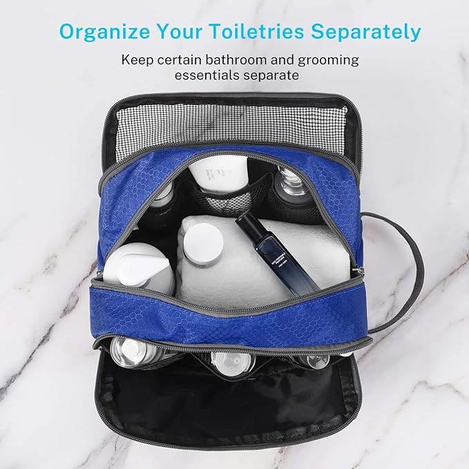 Gonex Travel Toiletry Bag Nylon, Dopp Kit Shaving Bag Toiletry Organizer Blue - Image 4