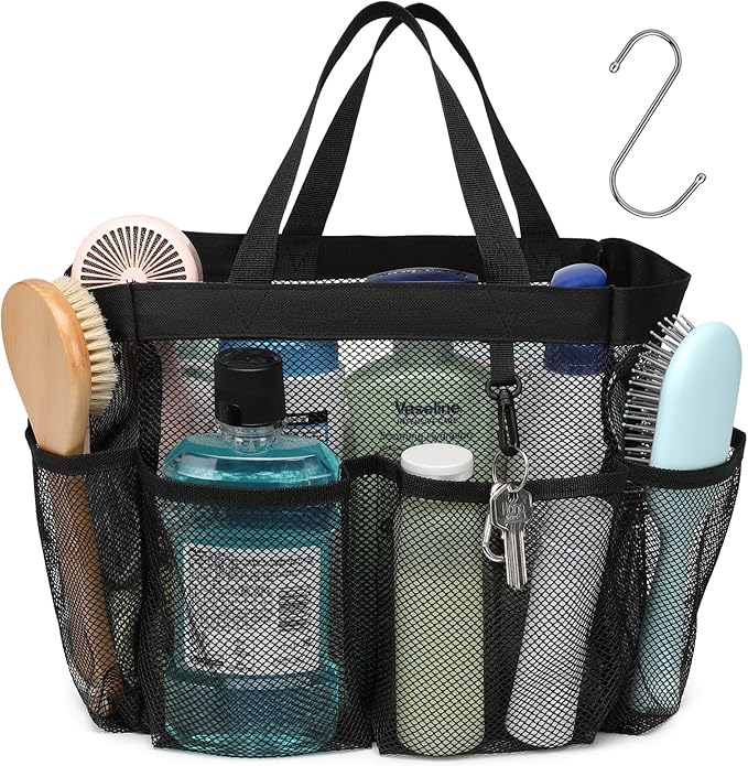 F-color Mesh Shower Caddy Portable, Upgrade Deeper 7 Pockets Shower Bag Basket by F-color