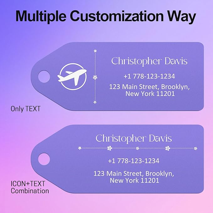 4 PCS Personalized Metal Luggage Tag – Personalized Engraved Suitcase Tag - Image 5
