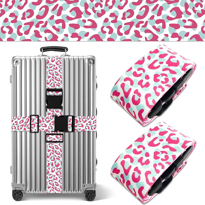 Pink Leopard Luggage Straps for Suitcases TSA Approved, Luggage Identifiers for by Unknown