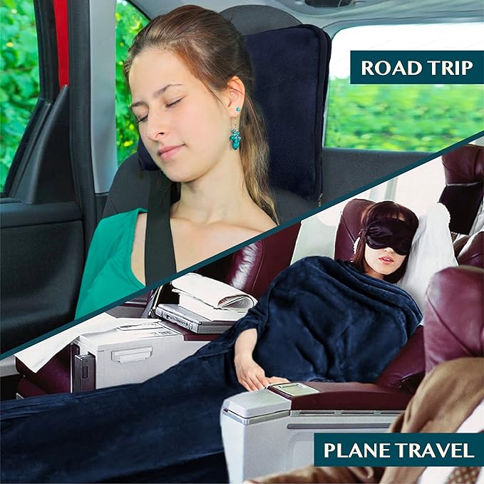 PAVILIA Travel Blanket and Pillow, Arms Opening Airplane Blankets - Image 6