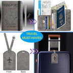 Passport Holder With Luggage Tag Travel Essentials Passport Cover Wallet RFID - Image 2