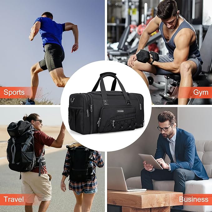 WITZMAN Duffle Bag for Men Nylon Large Gym Weekender Bag - Image 8