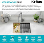 KRAUS Kore 23-Inch Undermount Workstation 16 Gauge Single Bowl Stainless Steel - Image 3