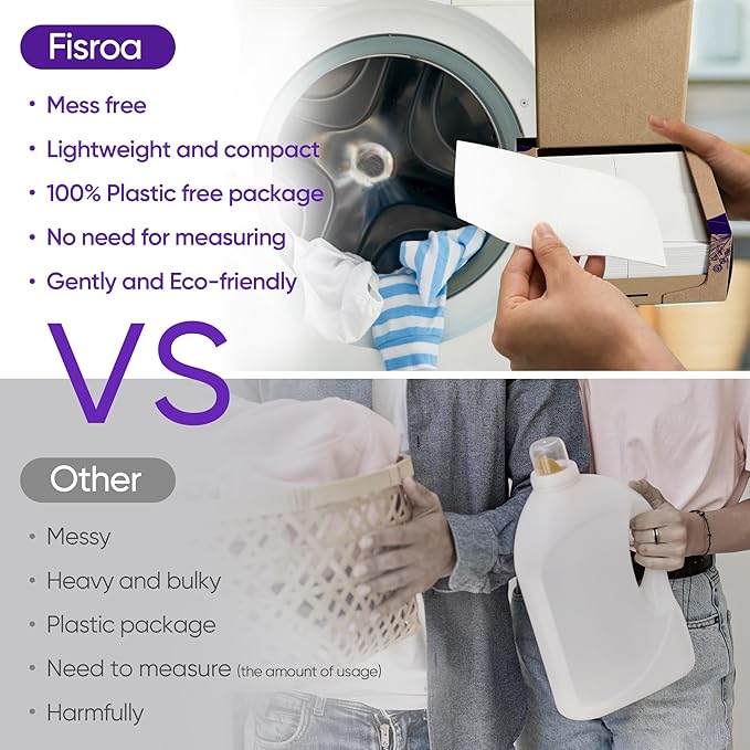Lavender Laundry Detergent Sheets Travel Eco-friendly 300 Loads Fisroa Clothes - Image 3