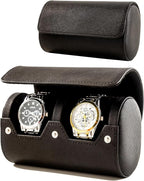 MR.OKAY 2 Watch Travel Case- Classic Leather Watch Case by MR.OKAY