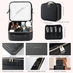 Travel Makeup Bag with LED Mirror – Waterproof Cosmetic Train Case with - Image 3