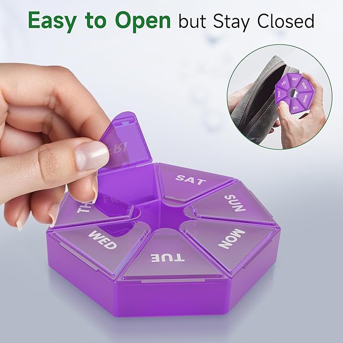 Weekly Pill Organizer, 2 Pack Portable Pill Box Medicine case 6 Colors New - Image 6