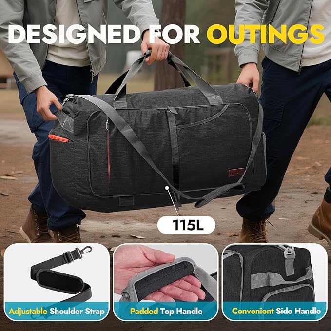 Canway 115L Travel Duffel Bag, Foldable Weekender Bag - Image 6