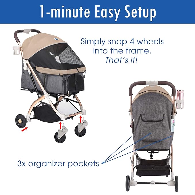 HPZ-PR America Pet Rover Lite Premium Light-Weight Dog/Cat/Pet Stroller Travel - Image 7