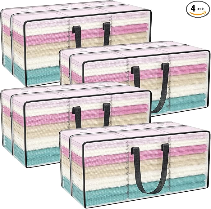 Clear Storage Bags with Zipper, 2 Pack Large Moving Bags Heavy Duty Extra Large by ACNUSIK
