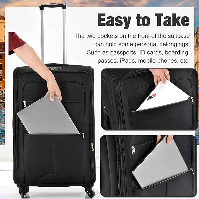 Merax Softside Luggage Set Softshell Lightweight 3 Piece Spinner Suitcase - Image 6