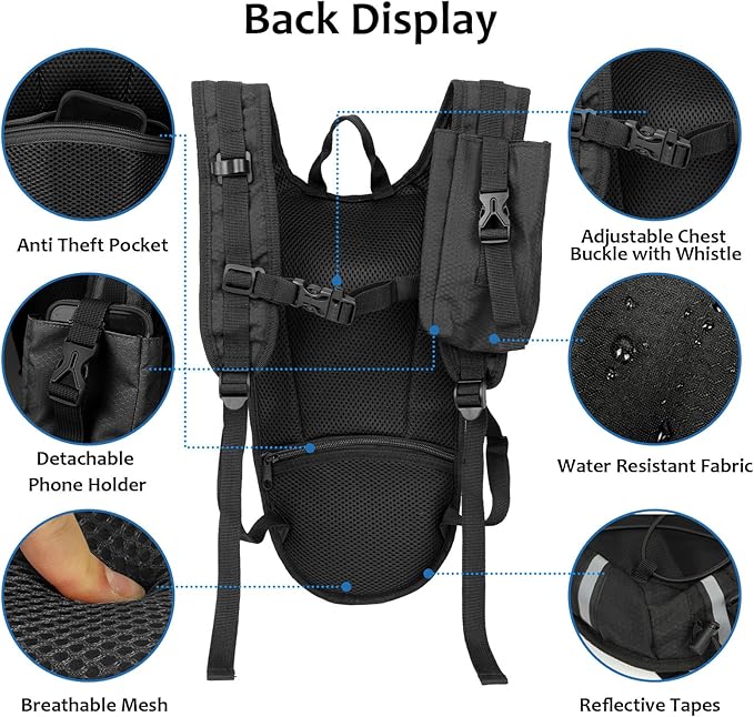 Lightweight Hydration Backpack 2L Water Bladder Pack - Image 5